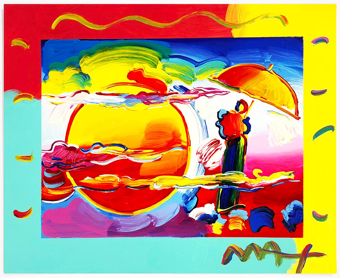 SAGE WITH UMBRELLA (OVERPAINT) - Mixed Media Art by Peter Max