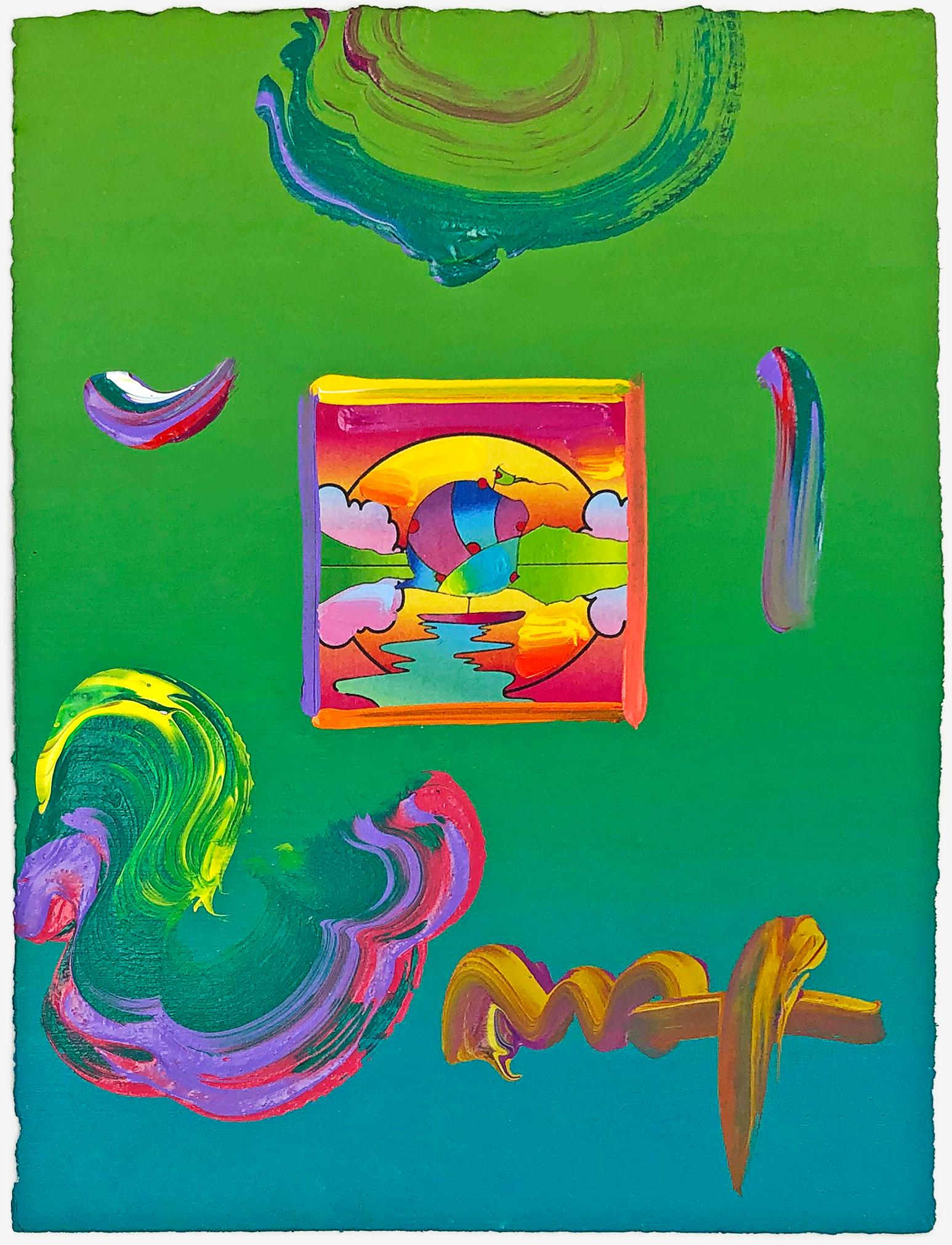 Sailboat I (unique mixed media on paper) - Pop Art Mixed Media Art by Peter Max
