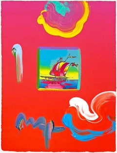 Sailboat II (unique mixed media on paper)