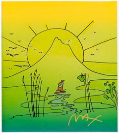 Sailboat Sunrise (framed, original mixed media on paper)