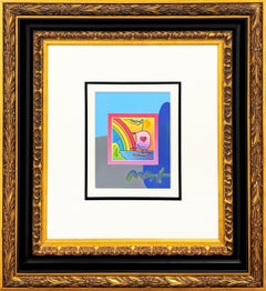Barca a vela con cuori su carta mista (tecnica mista unica su carta)
