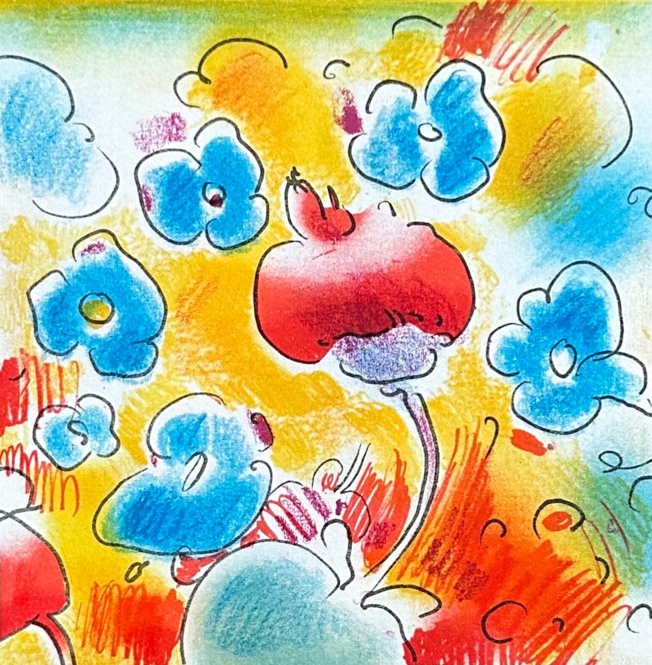 Artist: Peter Max (1937)
Title: Spring
Year: 1982
Medium: Unique, mixed media with lithography and hand coloring on Arches paper
Size: 6.25 x 5.25 inches
Condition: Excellent
Inscription: Signed by the artist

PETER MAX (1937- ) Peter Max has