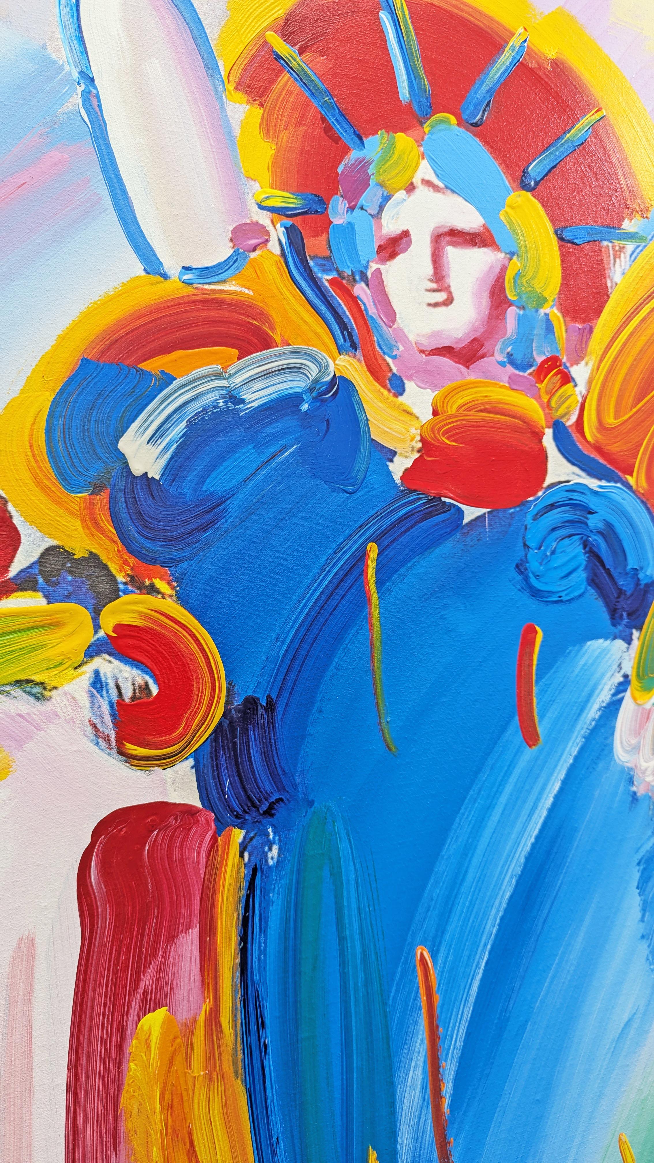 Statue of Liberty (huge original painting) - Beige Figurative Painting by Peter Max