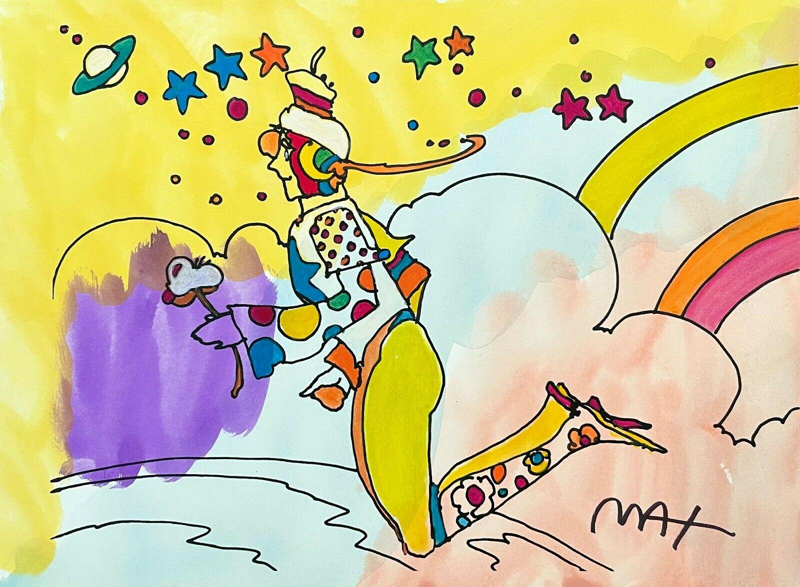 Künstler: Peter Max (1937)
Titel: Superbly Free
Jahr: ca. 1998
Medium: Siebdruck und Aquarell auf Arches-Papier
Größe: 11 x 15 Zoll
Zustand: Ausgezeichnet
Inschrift: Signiert mit Permanentmarker.

PETER MAX (1937- ) Peter Max hat mit seinen