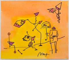 Umbrella Man (framed, original mixed media on paper)