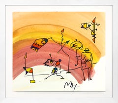 Umbrella Man (original mixed media and watercolor)