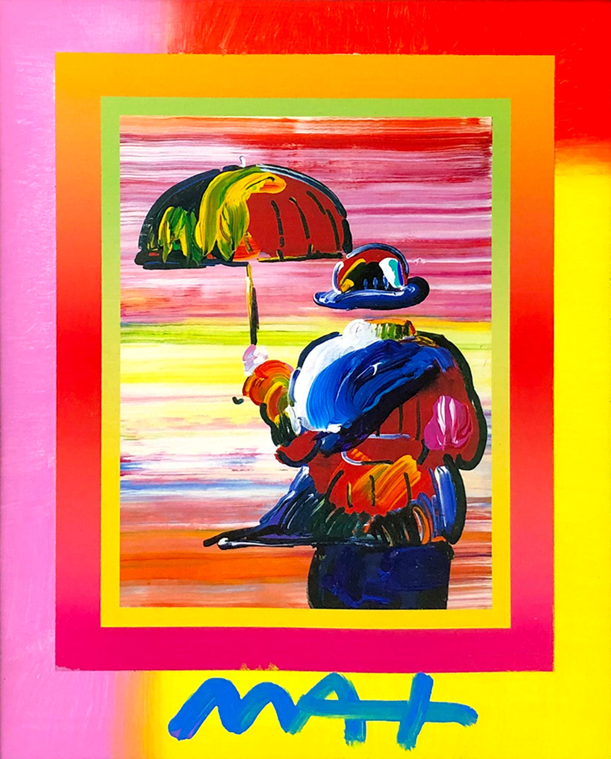 UMBRELLA MAN (OVERPAINT) - Pop Art Mixed Media Art by Peter Max