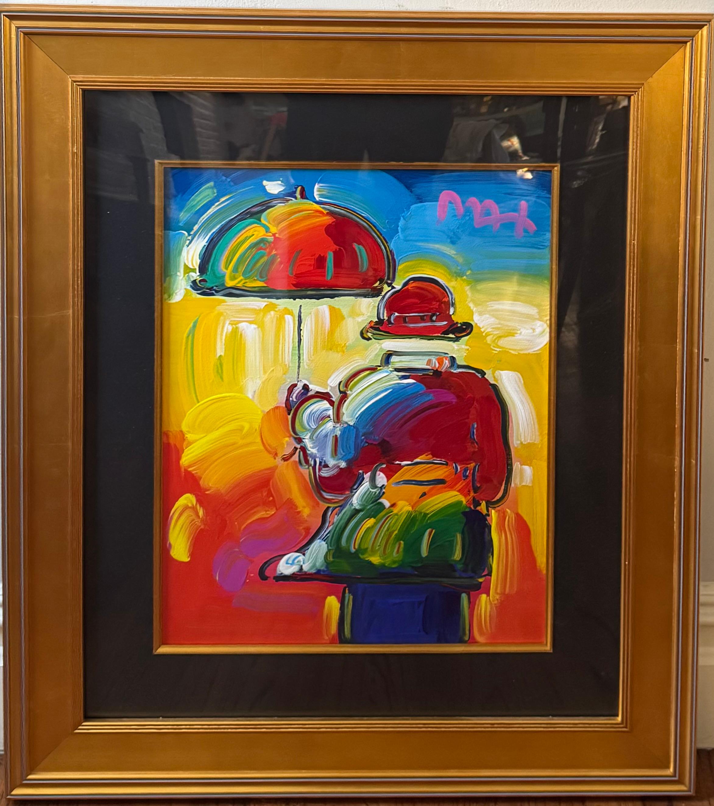 UMBRELLA MAN Pop Art Acrylic on Mixed Media Gallery Label Verso For Sale 10