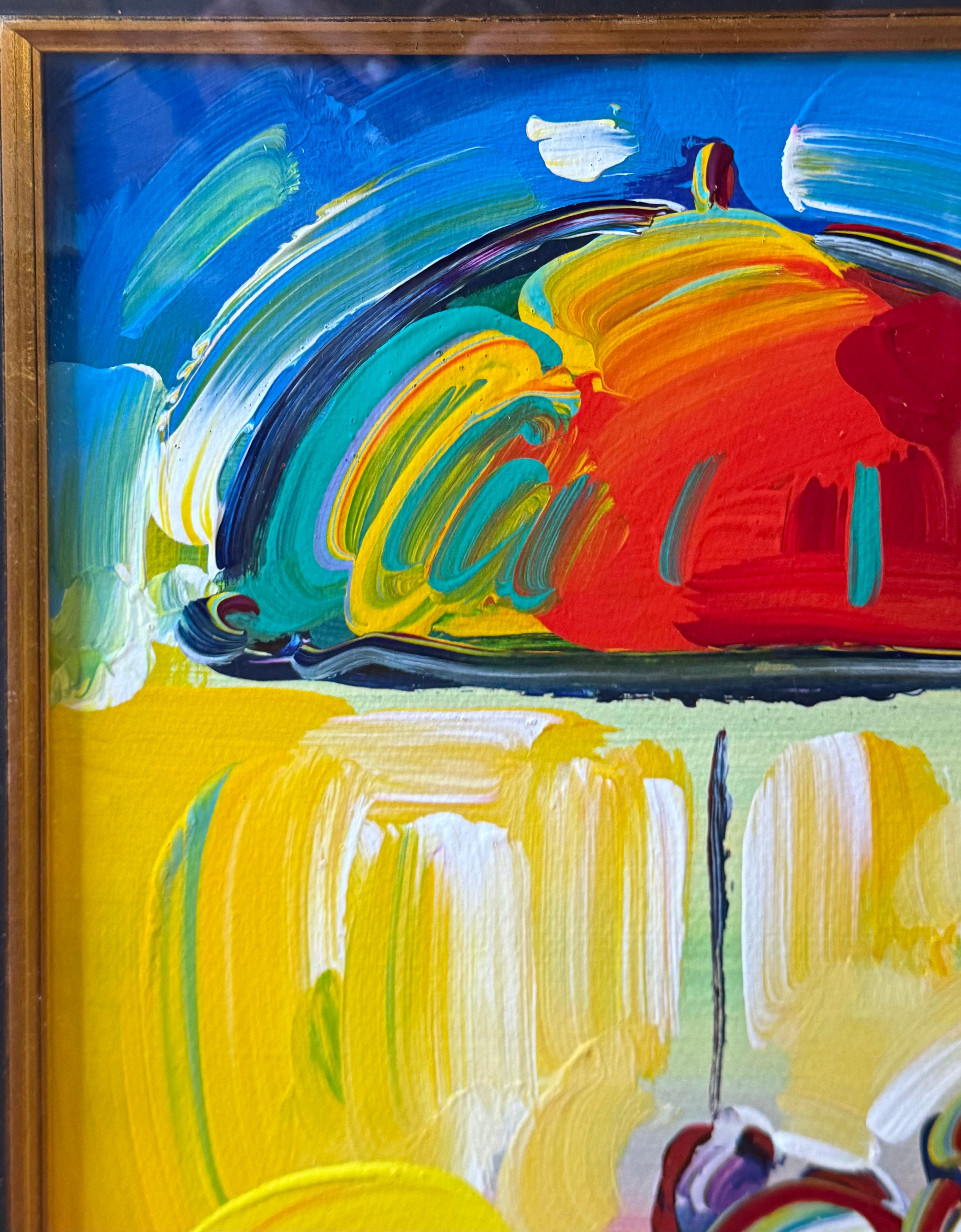 UMBRELLA MAN Pop Art Acrylic on Mixed Media Gallery Label Verso For Sale 2