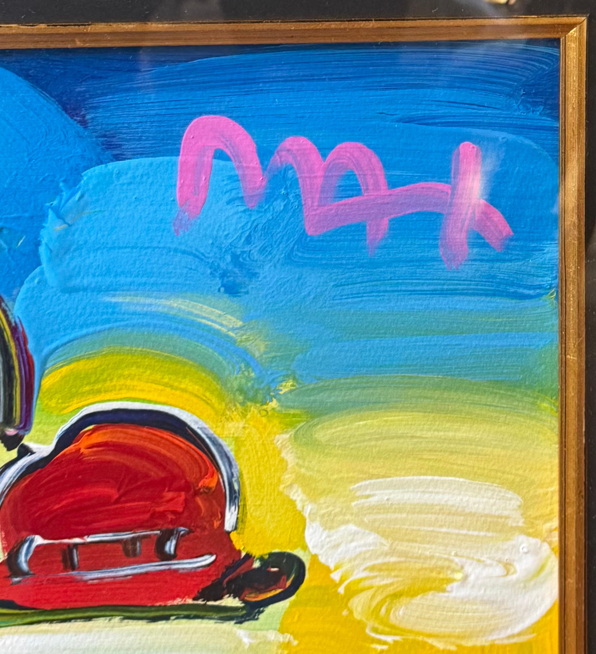 UMBRELLA MAN Pop Art Acrylic on Mixed Media Gallery Label Verso For Sale 4