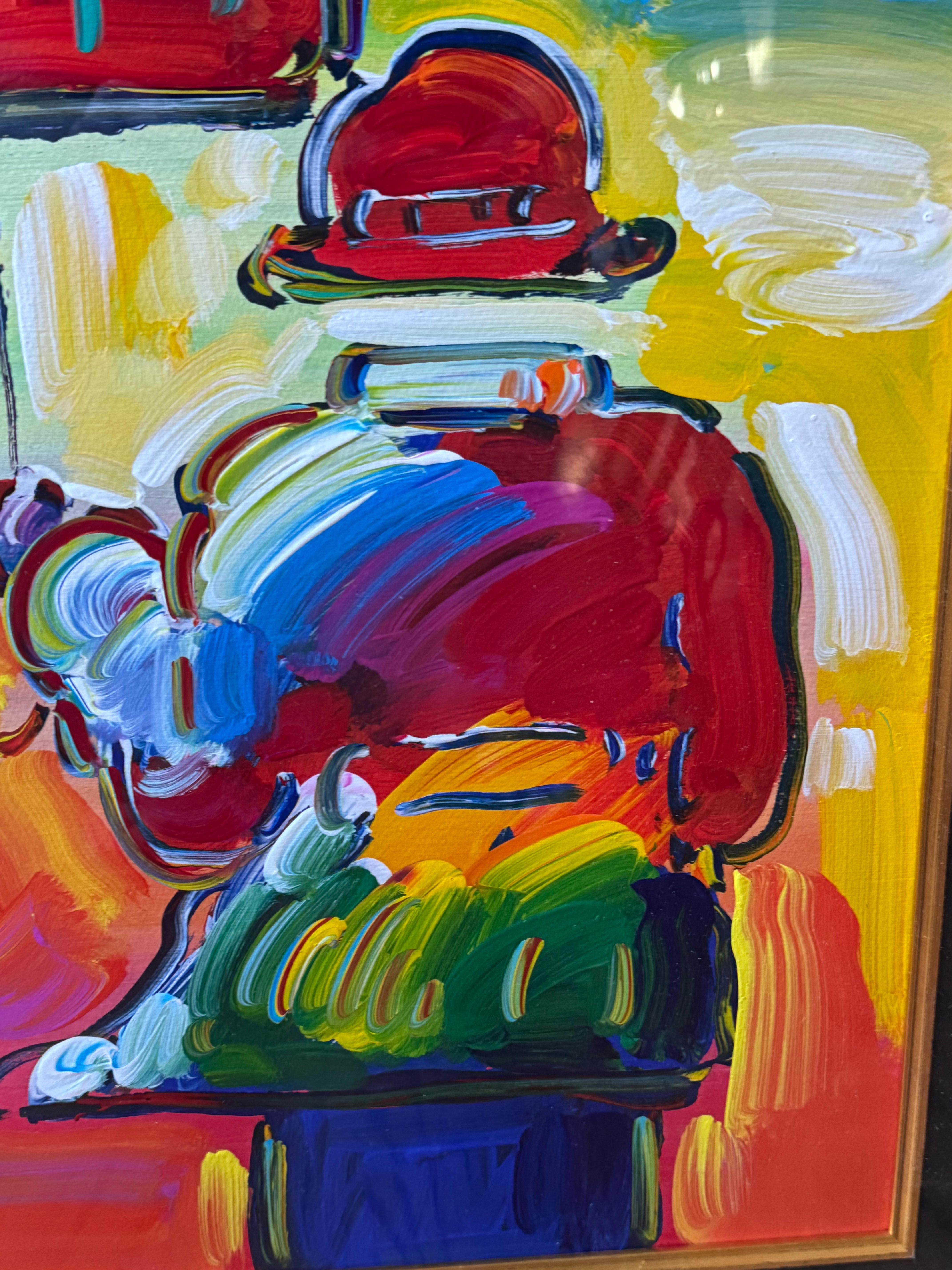 UMBRELLA MAN Pop Art Acrylic on Mixed Media Gallery Label Verso For Sale 5