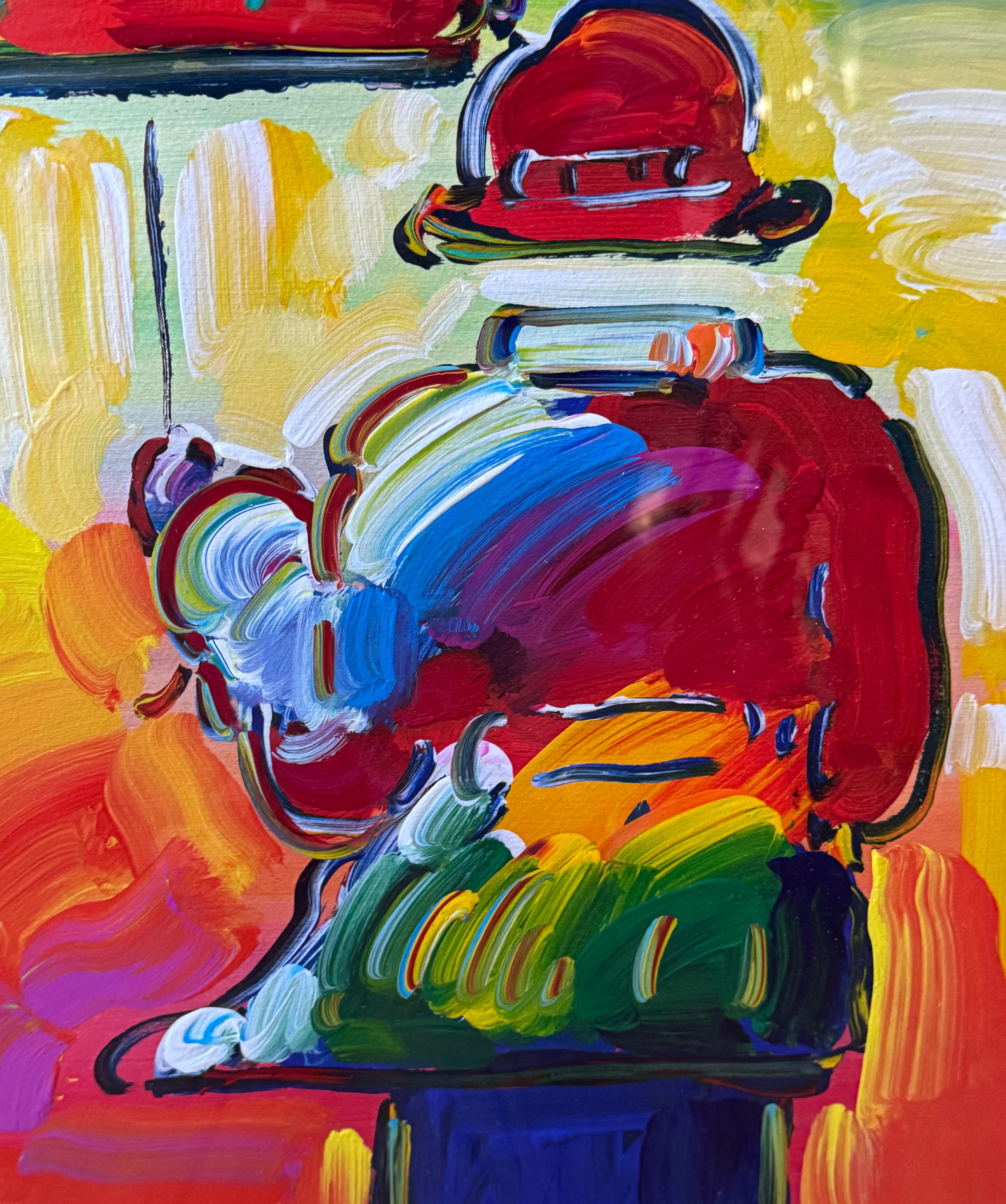 UMBRELLA MAN Pop Art Acrylic on Mixed Media Gallery Label Verso For Sale 6