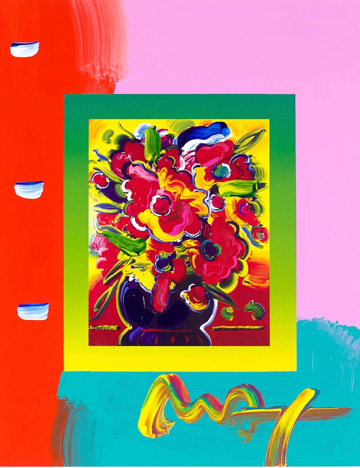 Vase Of Flowers On Blends - Mixed Media Art by Peter Max