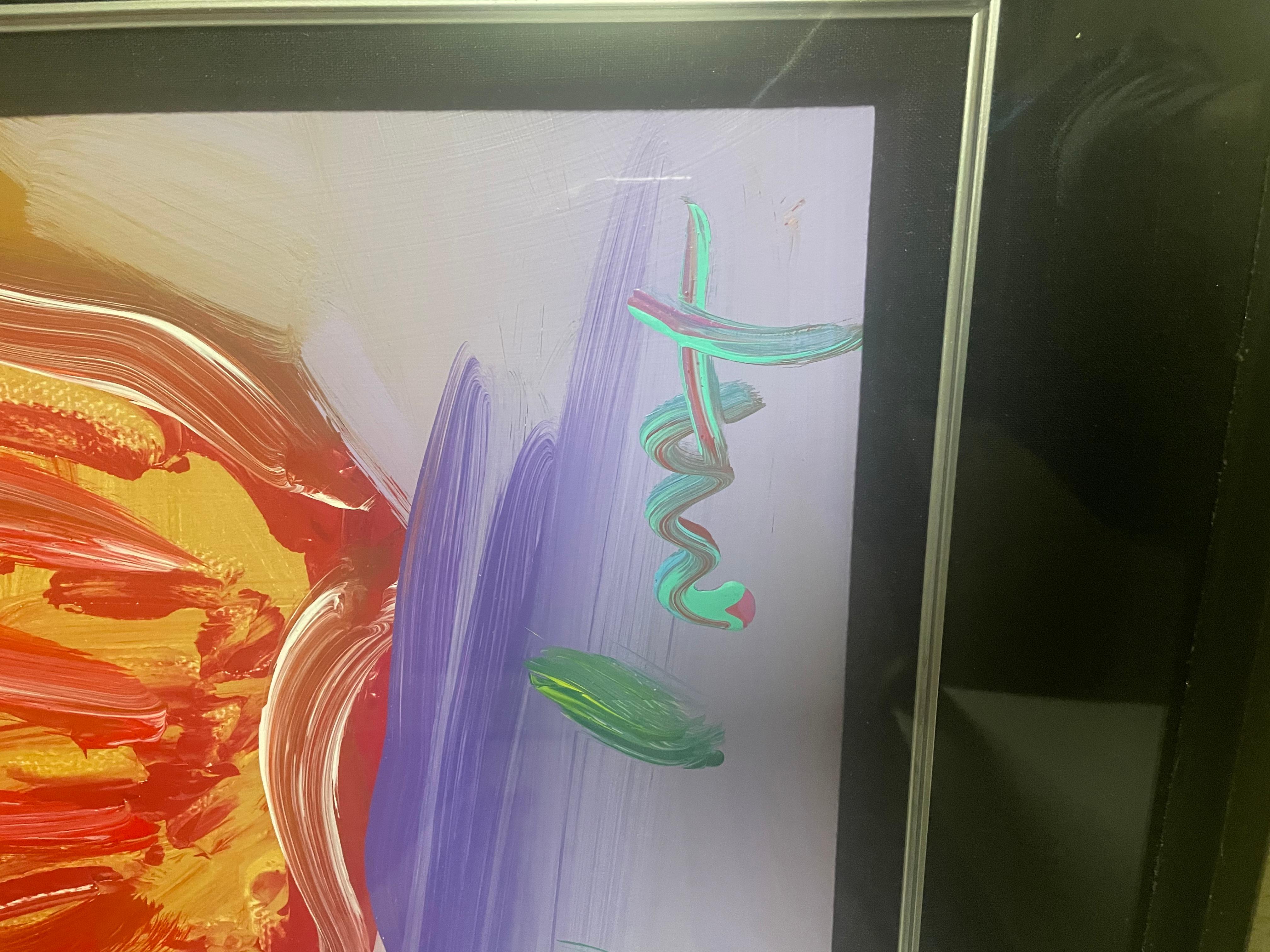Questo è un dipinto originale su carta di Peter Max. Viene fornito con coa e provvidenza del proprietario originale sul retro. In buone condizioni misura alcuni graffi minori sul telaio 52x40. Possiedi anche il certificato