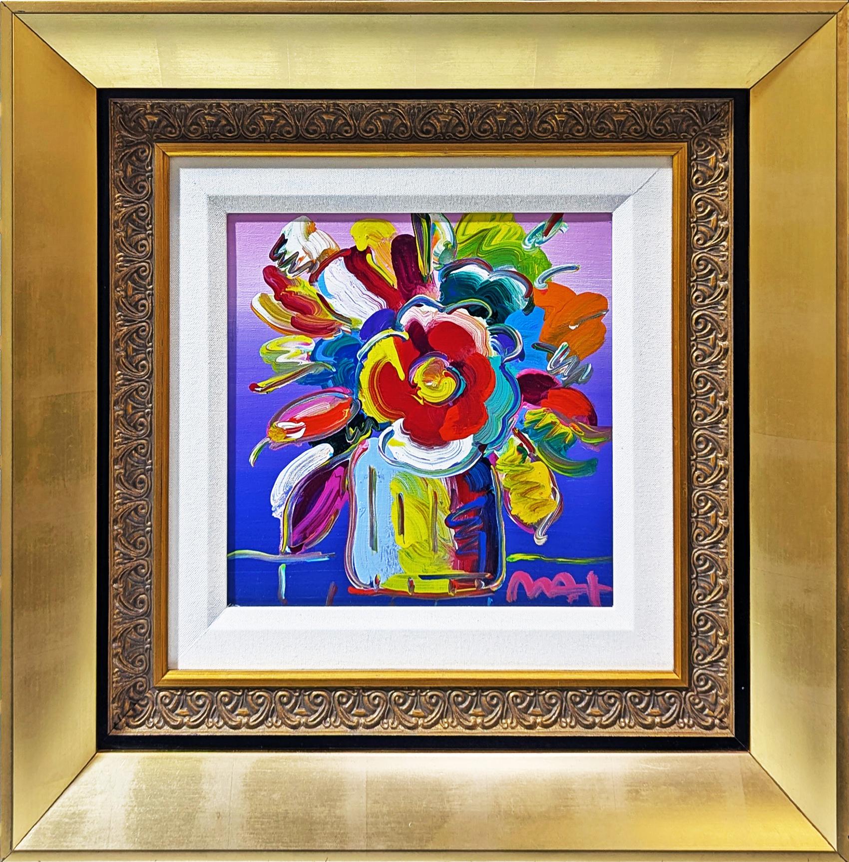 Still-Life Painting di Peter Max - Fiori astratti Ver. XII #283 (dipinto originale)