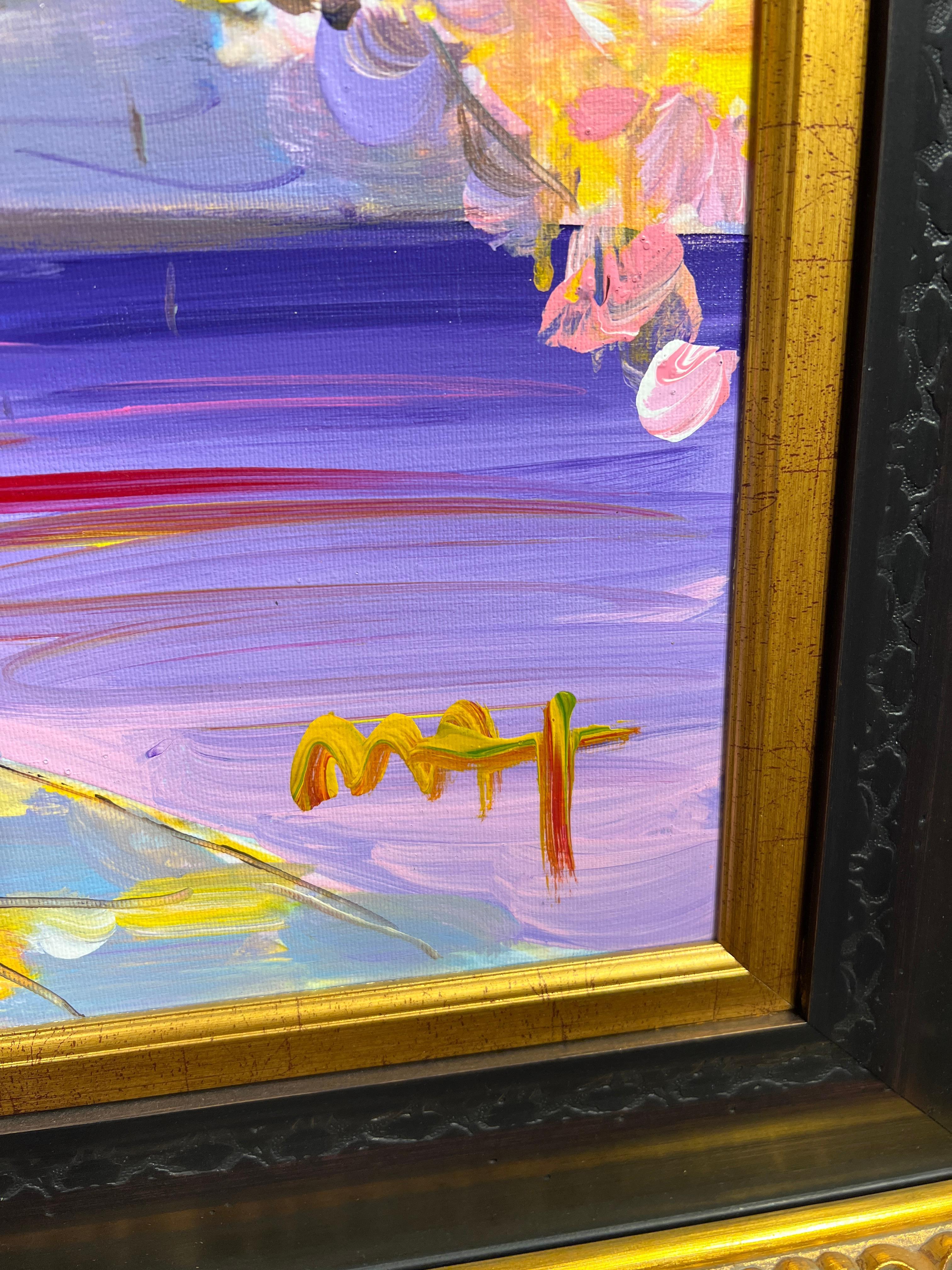 Fiori di ciliegio vicino al ponte di Washington
Peter Max (tedesco, nato nel 1937)
Acrilico su tela
16 x 20 pollici
27 x 32 pollici con cornice
Firmato in basso a destra

Conosciuto in tutto il mondo e famoso in America, Max è noto per le sue