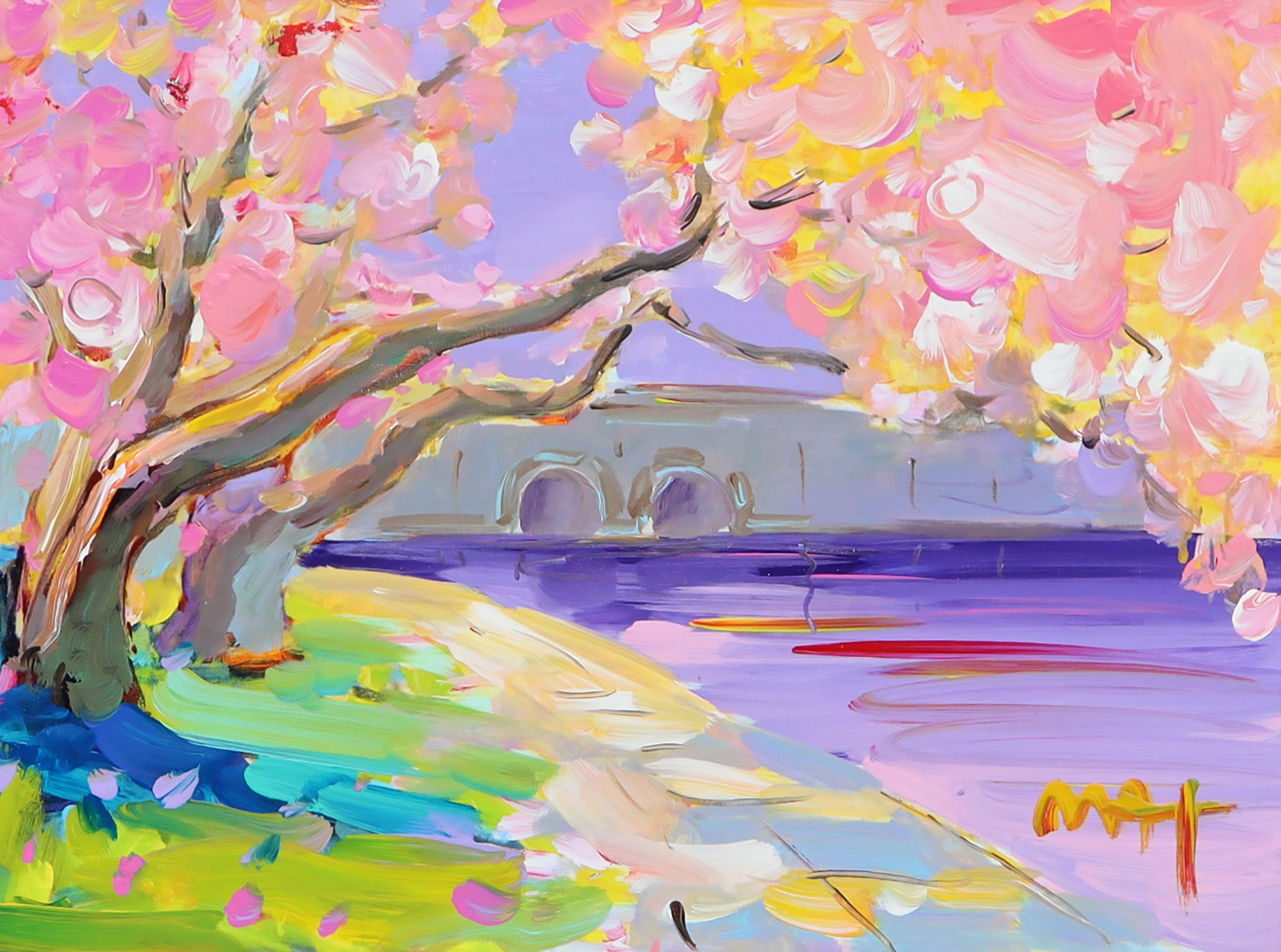 Peter Max Abstract Painting - Cherry Blossom Near Washington Bridge