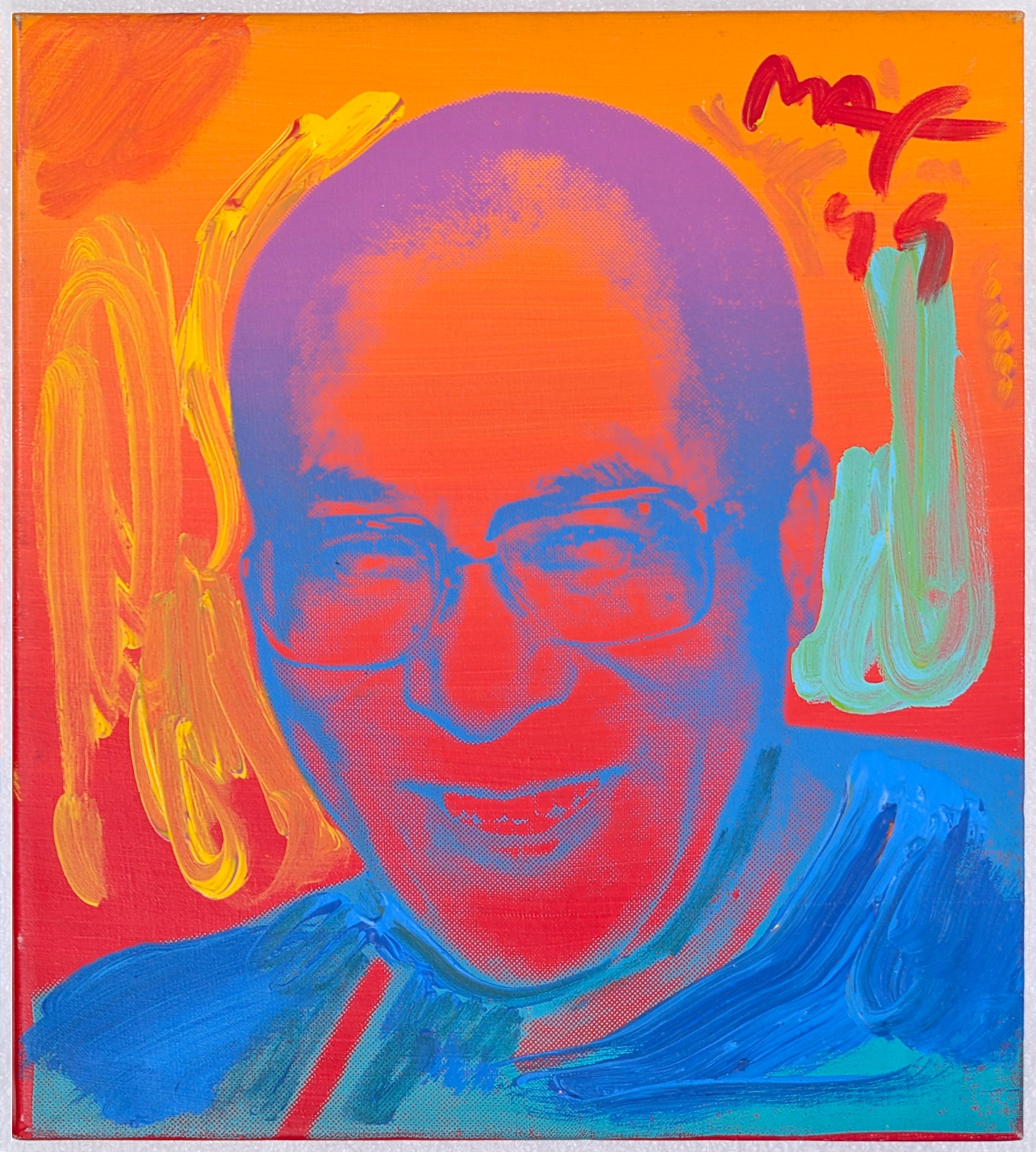 Peter Max Figurative Painting - Dalai Lama Original Acrylic Painting on Canvas, Pop Art, Signed, 1990s