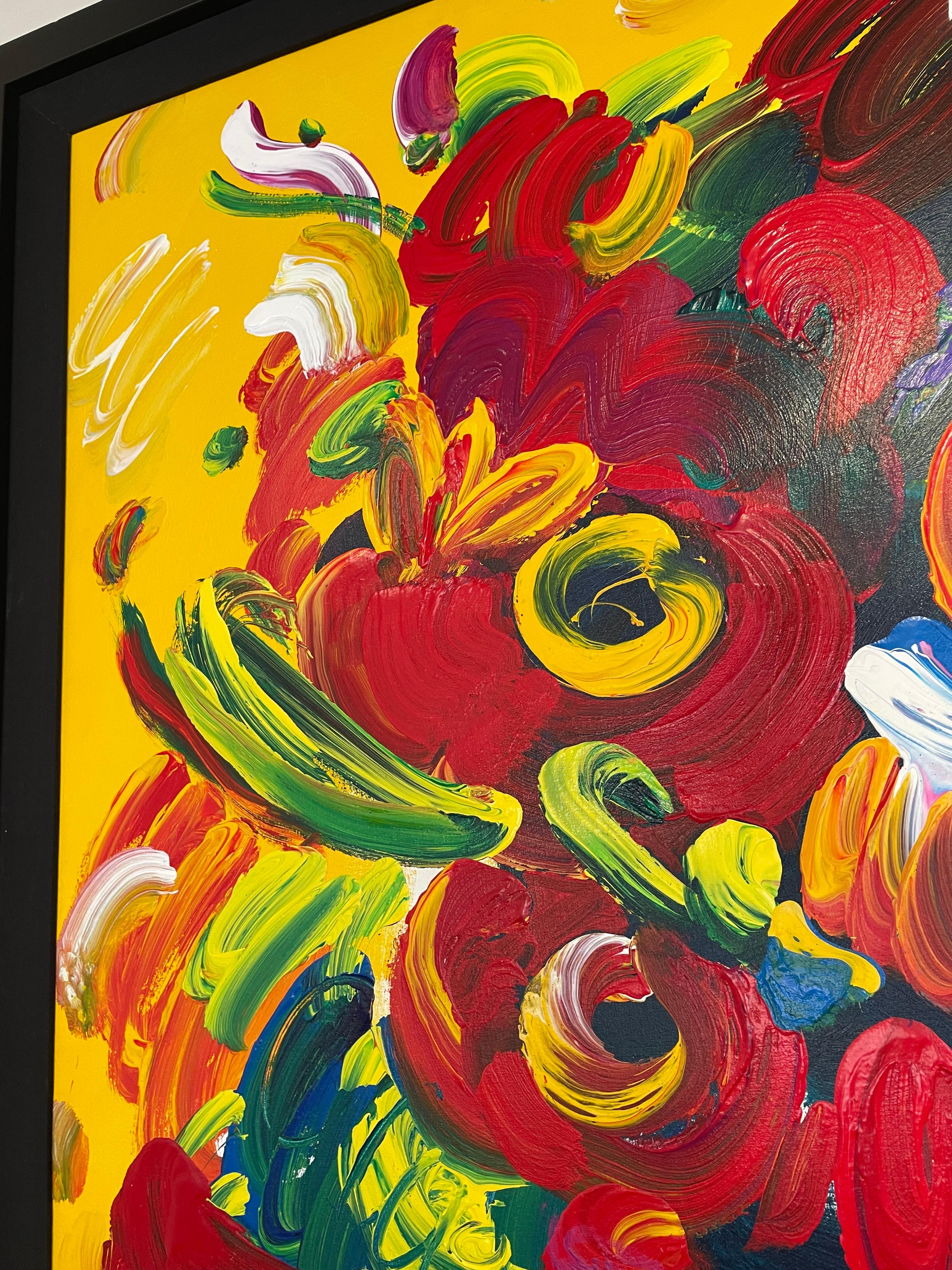 Peinture originale unique à l'acrylique sur toile entièrement peinte par Peter Max

Fleurs dans un vase

Taille du cadre 64 x 52 pouces

la taille de la toile est de 60 à 48 pouces

Certificat d'authenticité disponible