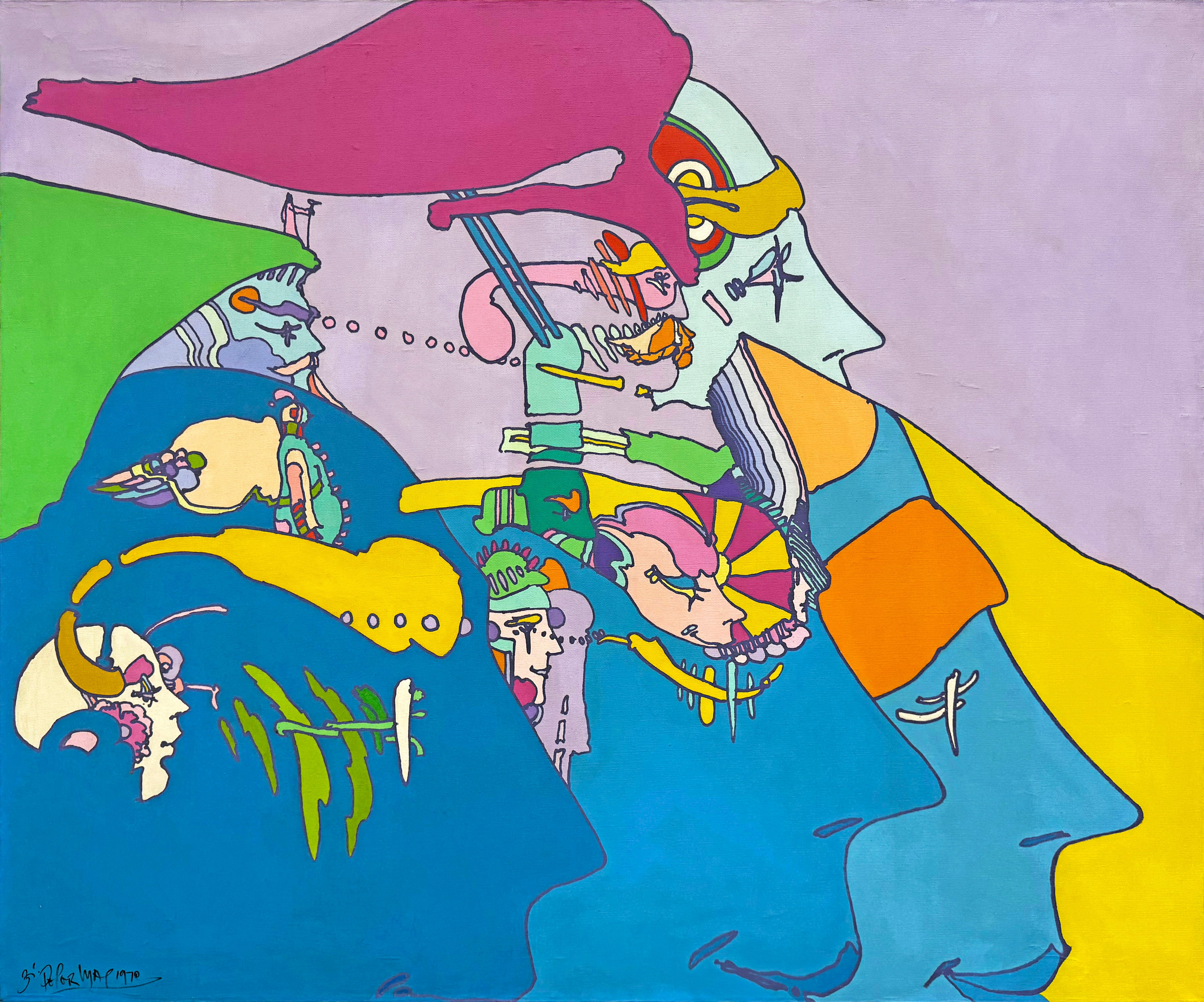 Peter Max Figurative Painting - Intricacies Of The Mind (huge original painting)