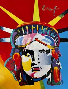 Liberty Head, Mixed Media Painting, Peter Max - SIGNED