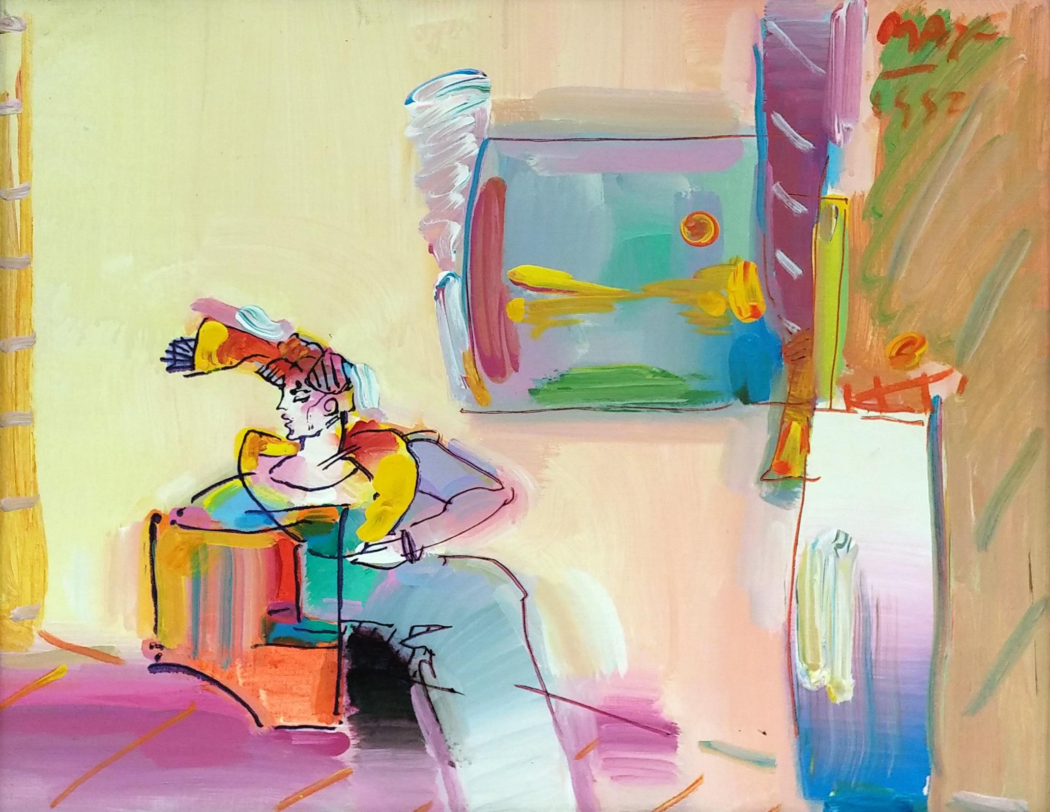 LIVING ROOM (WOMAN) - Painting by Peter Max