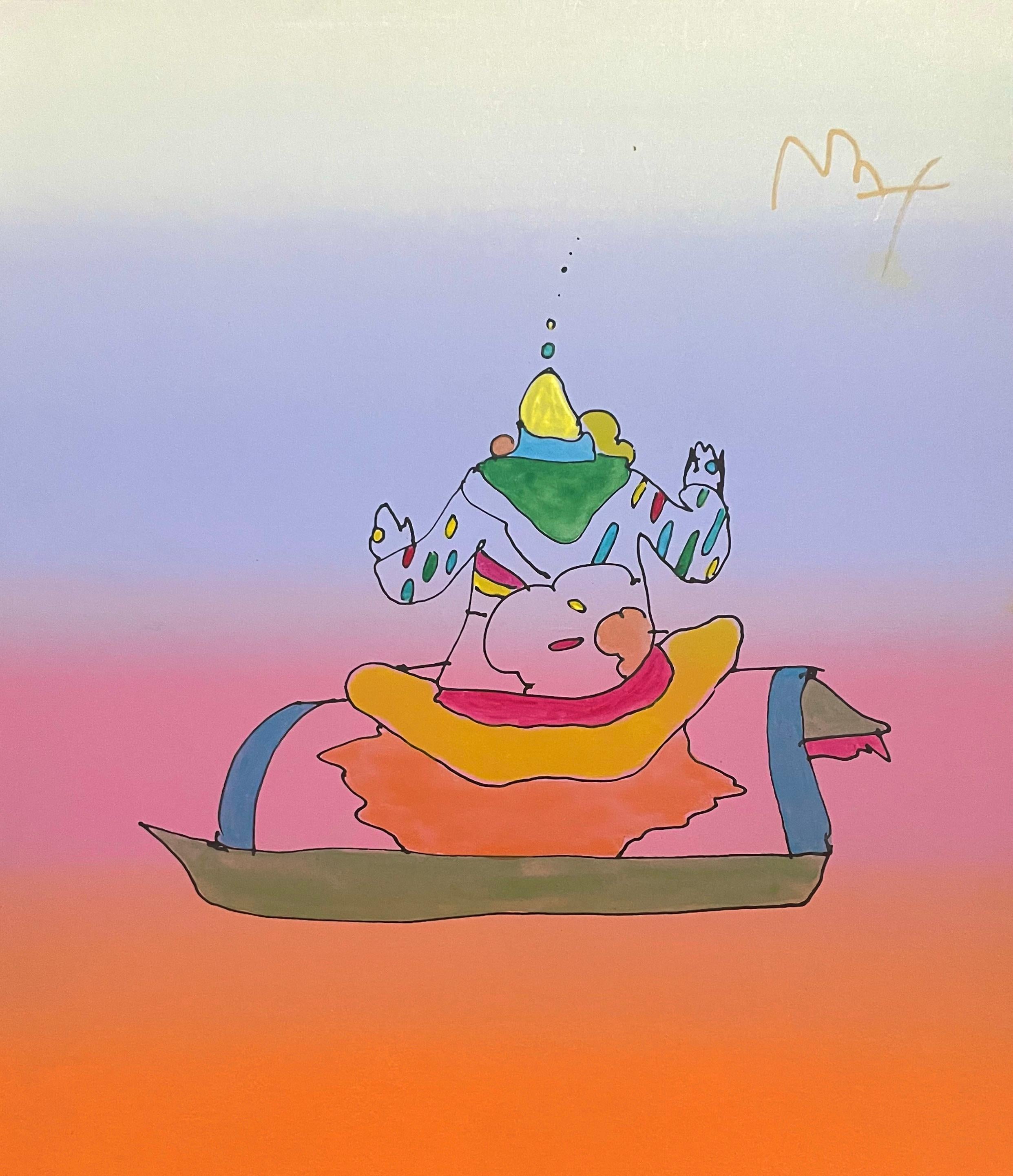 Acquerello e serigrafia su carta Fabriano vélin. Formato carta: 13,75 x 12 pollici. Iscrizione: Firmata a mano con inchiostro, come da edizione. Note: Pubblicato, stampato e dipinto da Peter Max, New York, 2015.

Peter Max (1937) è un artista