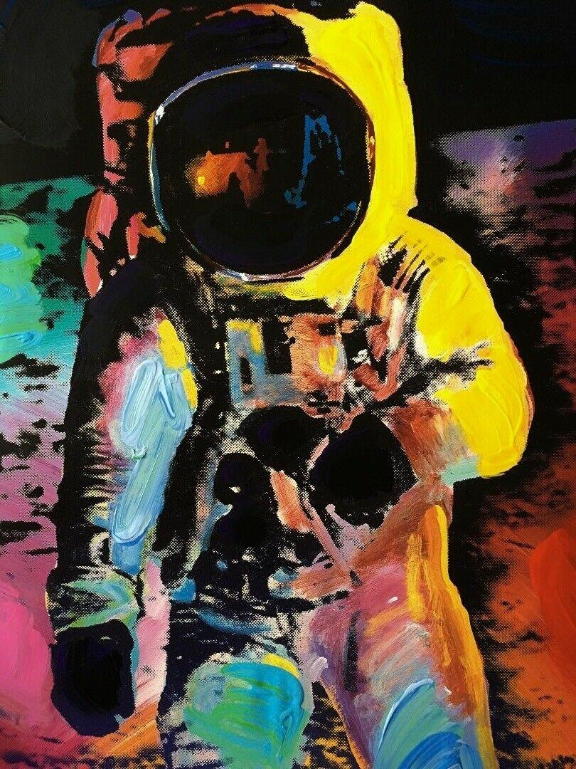 Moonwalk, Mixed Media Painting, Peter Max - SIGNED 1