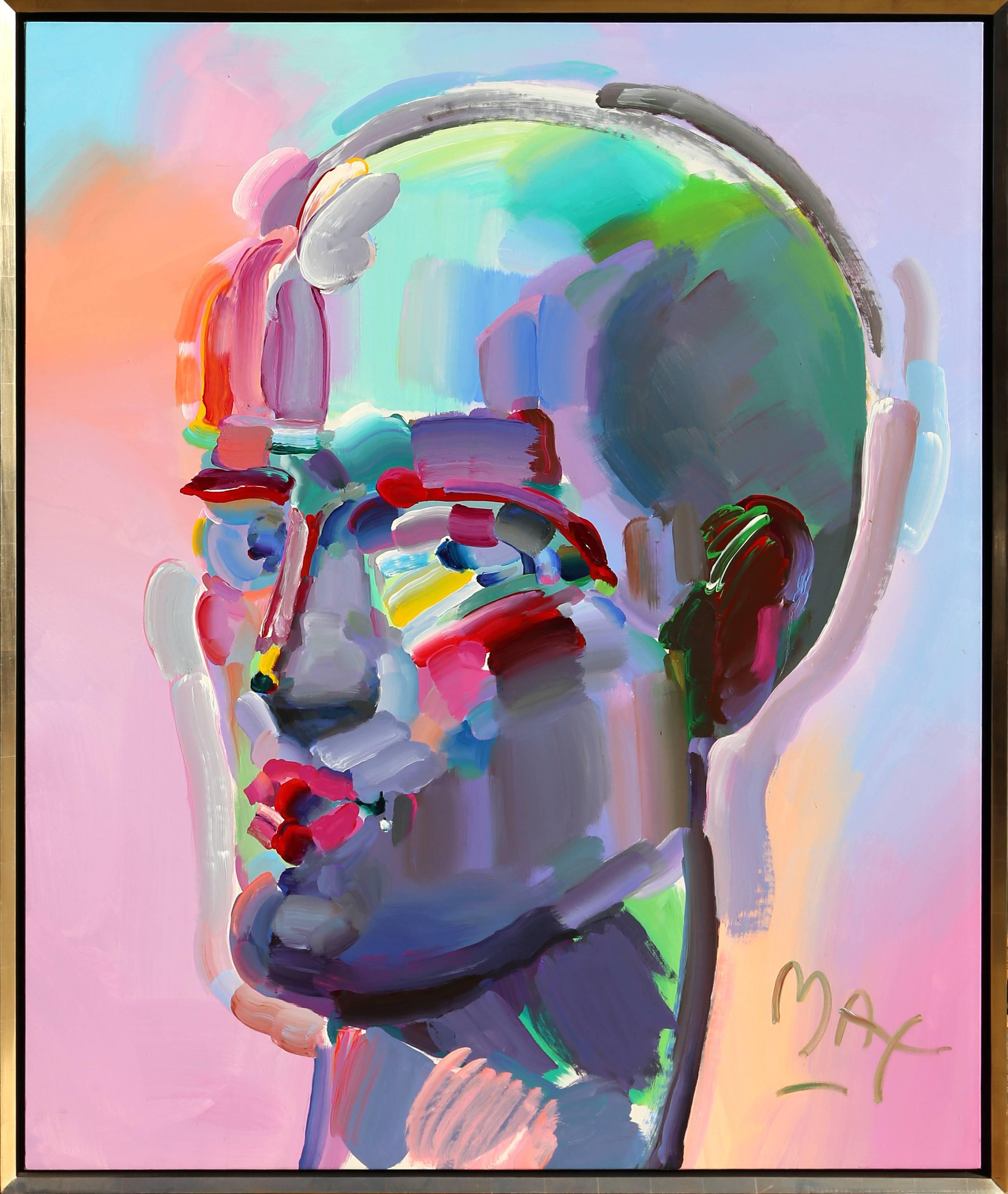 Artist:  Peter Max
Title: Neo Head
Year: 1994
 Medium: Acrylic on Canvas, signed l.r.
Size: 72 x 60 inches (frame larger)