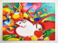 Original Acrylic Painting, "Flower Blossom Lady" Pop Art Portrait, Peter Max