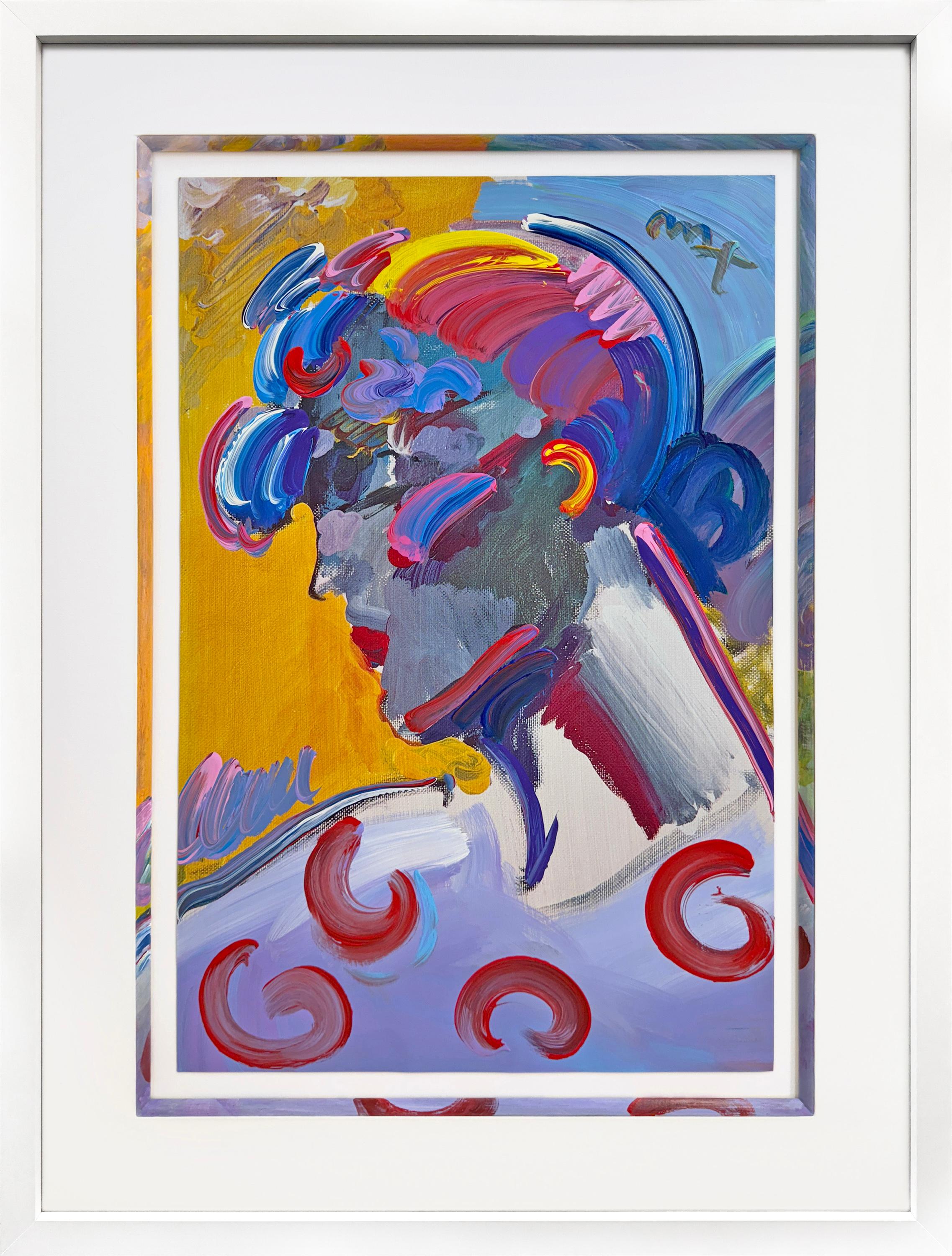 Peter Max Figurative Painting – Palm Beach Lady, einzigartiges Acrylgemälde auf Papier, Pop Art, gerahmt, 2007