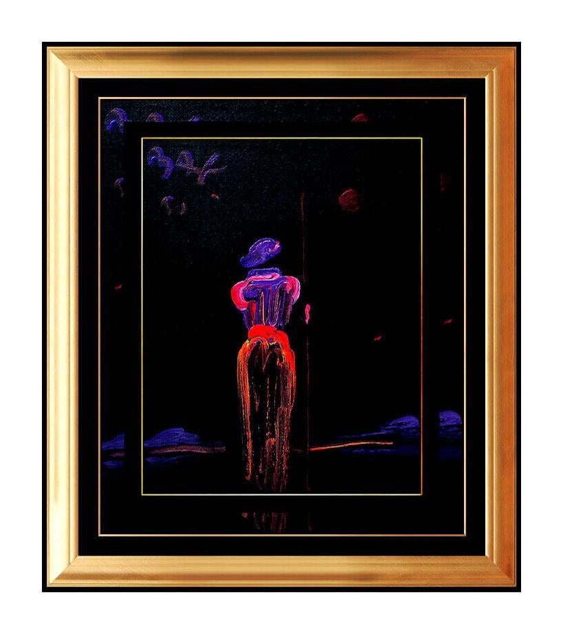 Peter Max Figurative Painting - PETER MAX Acrylic PAINTING on CANVAS All ORIGINAL SAGE with CANE Signed Art oil