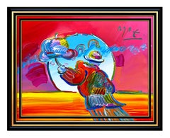 PETER MAX Acrylic PAINTING on CANVAS All ORIGINAL Signed UMBRELLA MAN Art oil