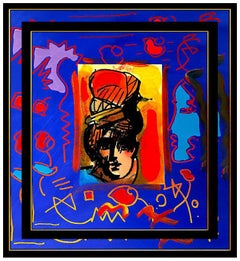PETER MAX Acrylic Painting ORIGINAL Artists PROFILE Signed POP ART beauty oil