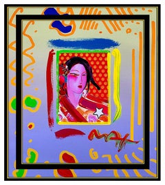PETER MAX Acrylic PAINTING Original ASIA Signed POP ART Blushing Beauty Profile