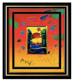 PETER MAX Acrylic PAINTING Original BETTER WORLD Signed POP ART oil Love ICONIC