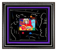 PETER MAX Acrylic Painting ORIGINAL LIBERTY HEAD Signed Pop Art Pastel Collage