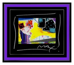 PETER MAX Acrylic Painting ORIGINAL Pop Art THE DREAMER Signed Ink Collage Rare