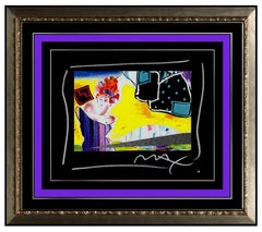 PETER MAX Acrylic Painting ORIGINAL Pop Art THE DREAMER Signed Ink Collage Rare