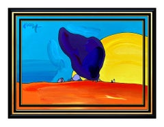 PETER MAX Acrylic Painting ORIGINAL ROCKS and SUN Signed POP ART LARGE Authentic