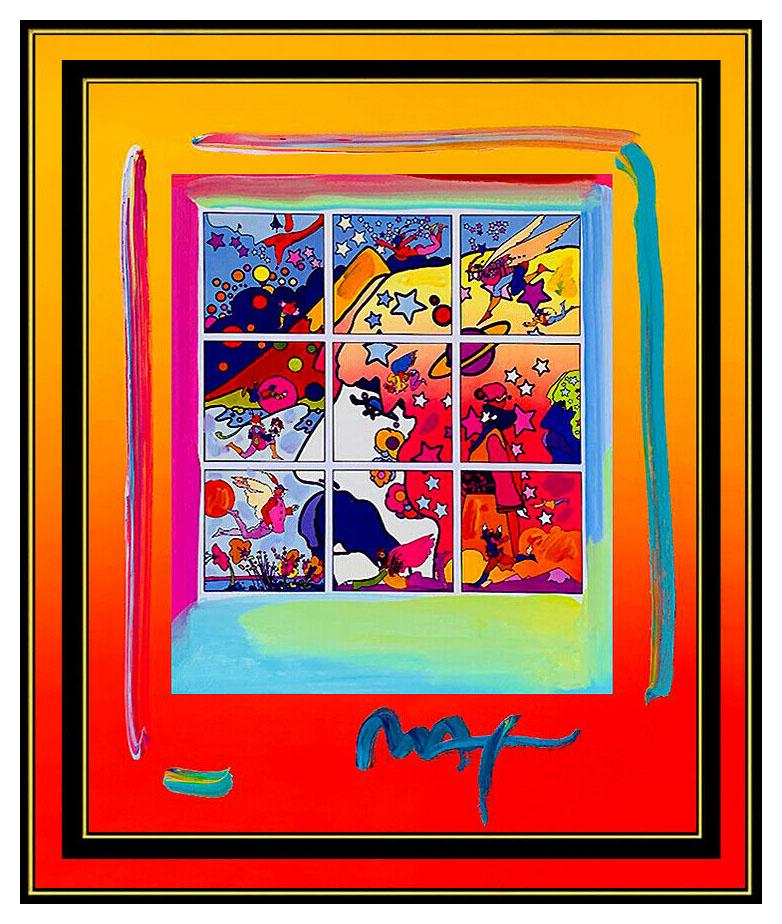 PETER MAX Acrylic Painting ORIGINAL SEEING EVERYTHING Signed POP ART Profile - Brown Portrait Painting by Peter Max