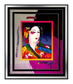 PETER MAX Acrylic Painting ORIGINAL Signed ASIA Beauty Profile Pop ART large oil