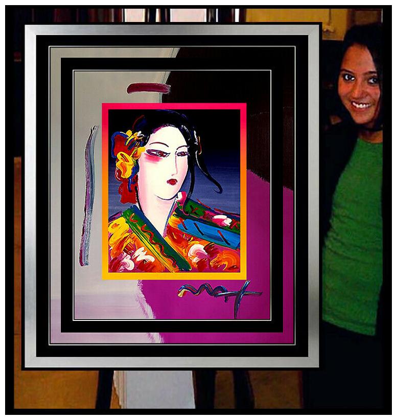 Peter Max Figurative Painting - PETER MAX Acrylic Painting ORIGINAL Signed ASIA Beauty Profile Pop ART large oil