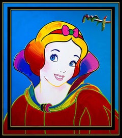 PETER MAX Acrylic Painting ORIGINAL SNOW WHITE Walt Disney Signed POP ART oil