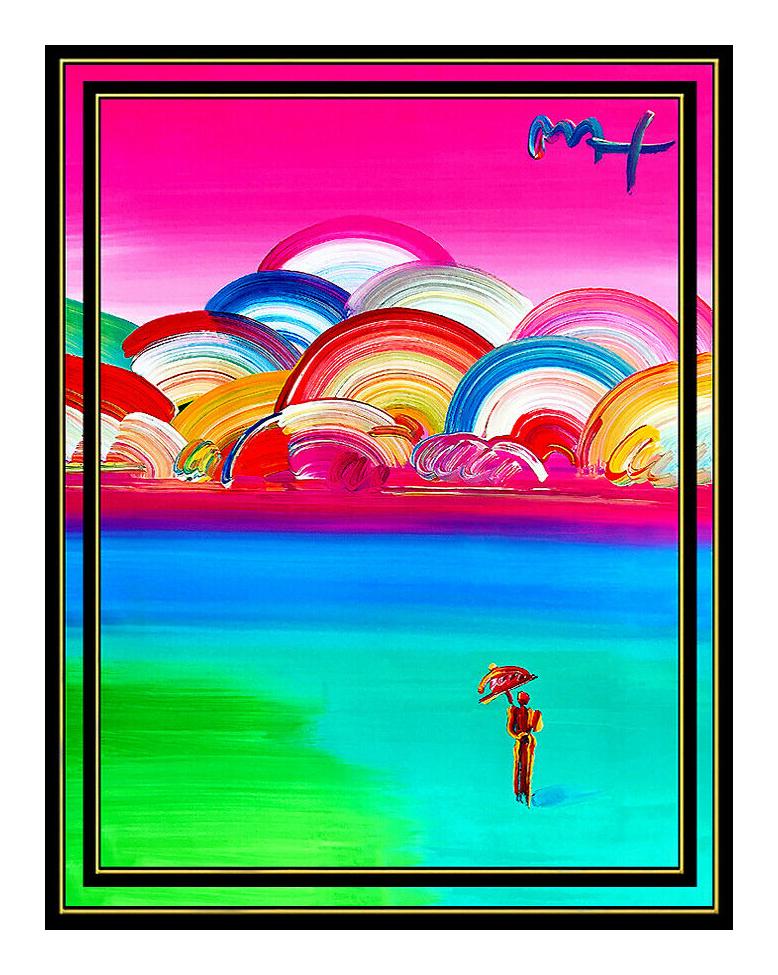 PETER MAX Acrylic PAINTING ORIGINAL UMBRELLA MAN Signed Pop Art ICONIC oil LARGE - Painting by Peter Max