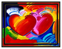 PETER MAX all Original Acrylic Painting POP ART HEART Signed Oil LOVE Authentic