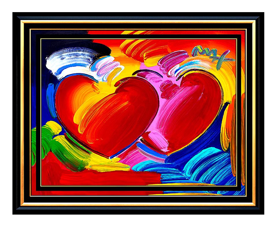 Peter Max Portrait Painting - PETER MAX all Original Acrylic Painting POP ART HEART Signed Oil LOVE Authentic