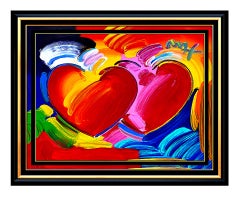 PETER MAX all Original Acrylic Painting POP ART HEART Signed Oil LOVE Authentic