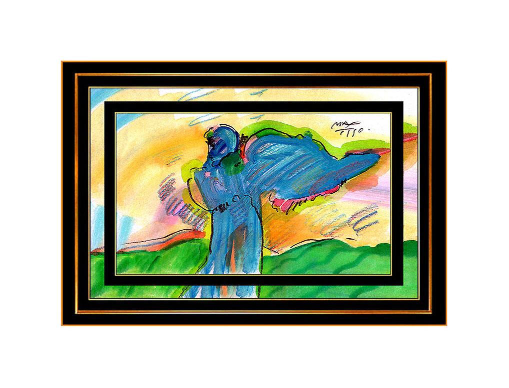 Peter Max Figurative Painting - PETER MAX All ORIGINAL Signed ACRYLIC PAINTING Pop Art PROFILE Iconic FRAMED ink
