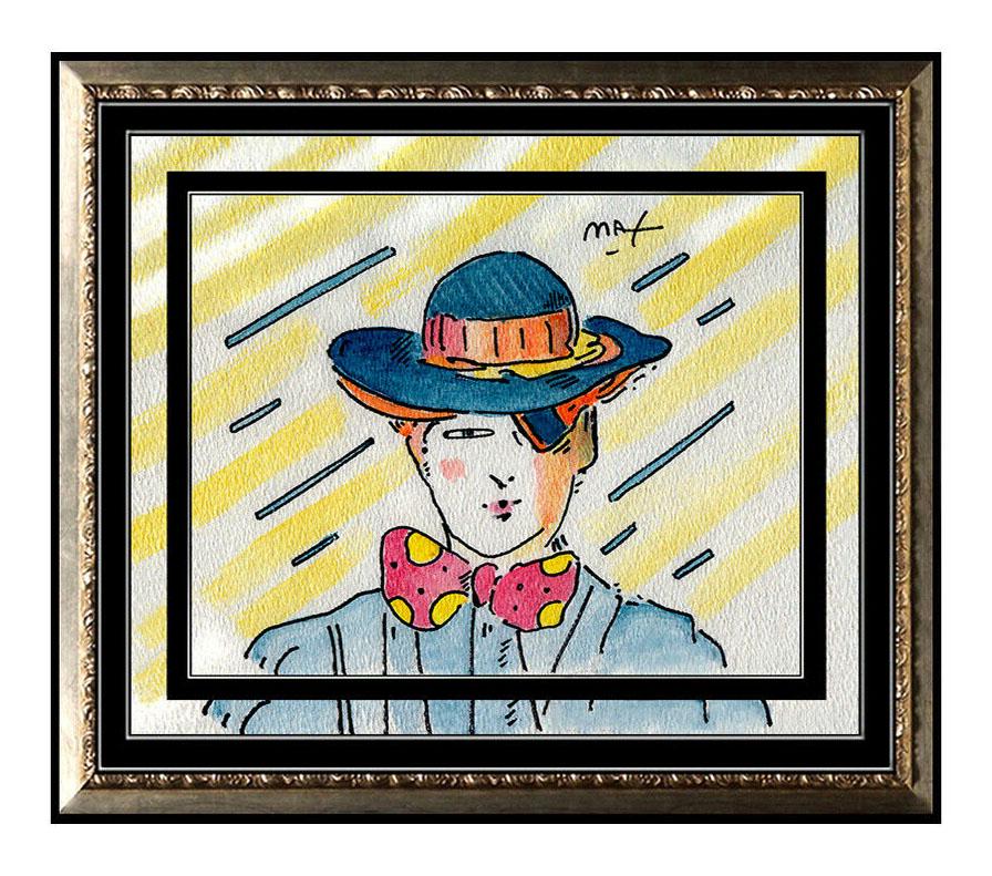 Peter Max Portrait Painting - PETER MAX All ORIGINAL Signed Ink and WATERCOLOR PAINTING Pop Art ZERO MAN